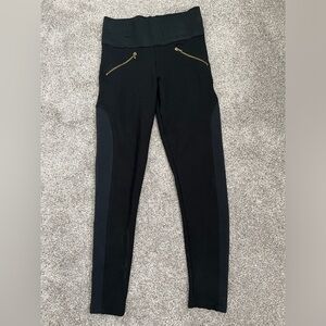 Zara Black Leggings Gold Zippers, Size S